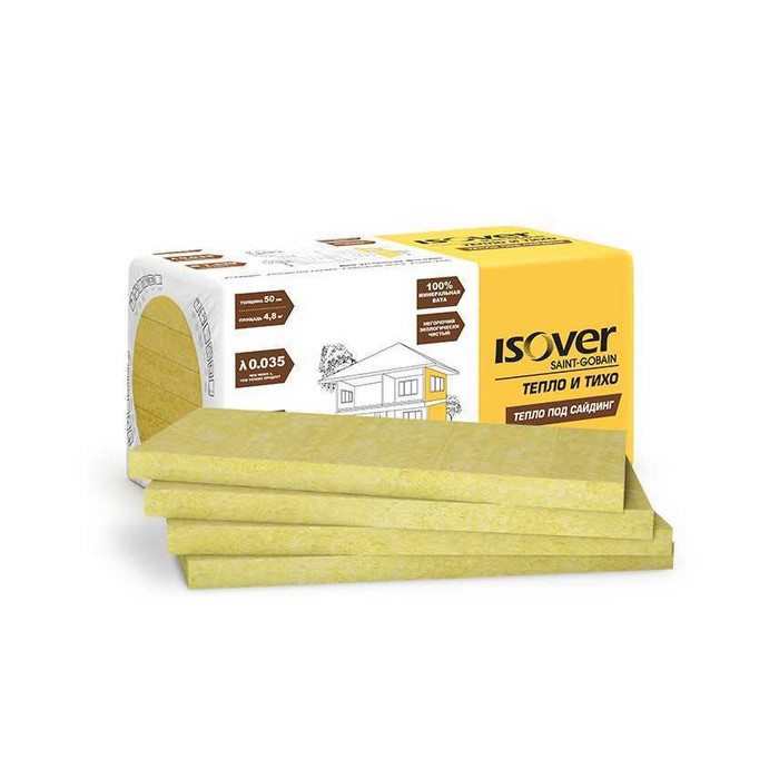 Утеплитель ISOVER Тепло и Тихо Тепло под Сайдинг 50х1000х600